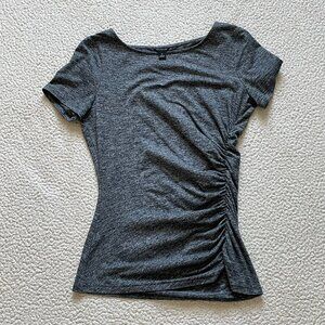 Ann Taylor Gray Ruched Tee